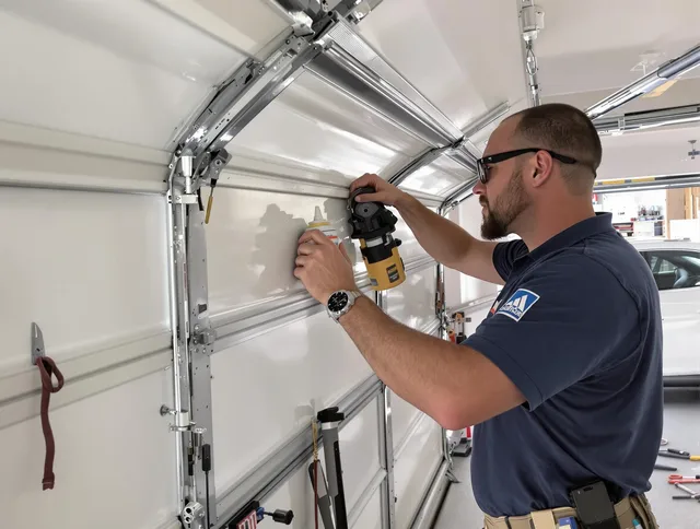 Kendall Garage Door Repair technician quieting a noisy garage door in Kendall