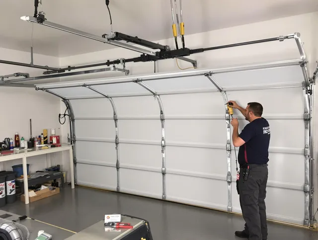 Kendall Garage Door Repair certified technician performing overhead door system repair in Kendall