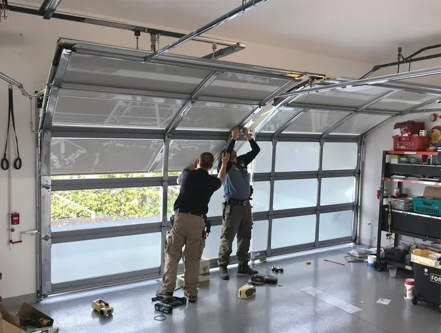 Kendall Garage Door Repair expert performing precise panel replacement on Kendall garage door